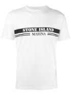 Stone Island Logo Print T-shirt, Men's, Size: Medium, White, Cotton