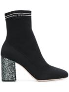 Miu Miu Sock-style Ankle Boots - Black