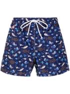 Kiton Fish Print Swim Shorts - Blue