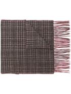 Canali Checked Contrast Scarf - Brown