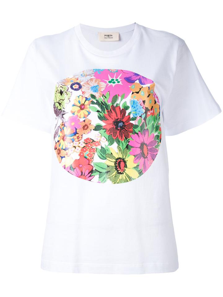 Ports 1961 - Floral Circle T-shirt - Women - Cotton - Xs, White, Cotton