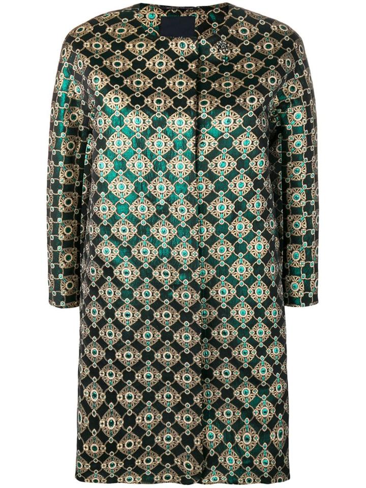 's Max Mara Printed Midi Coat - Green