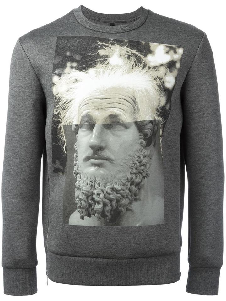 Neil Barrett Modernist Blocking Sweatshirt, Men's, Size: Xs, Grey, Viscose/polyurethane