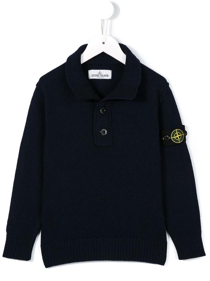 Stone Island Kids Logo Patch Jumper, Boy's, Size: 12 Yrs, Blue