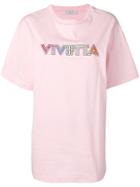 Vivetta Rhinestone Logo Oversized T-shirt - Pink