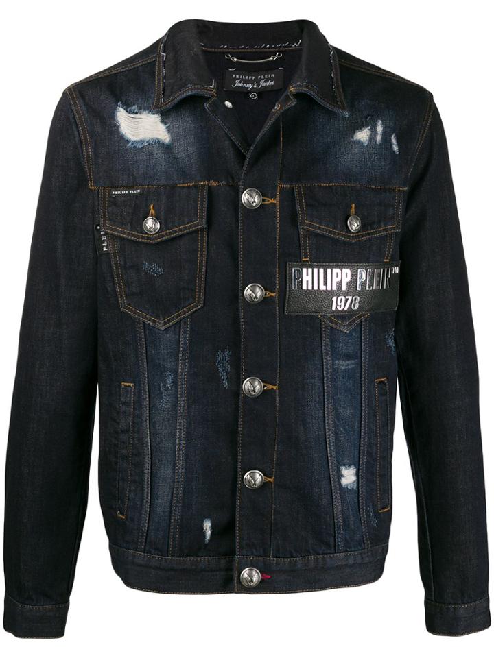 Philipp Plein Denim Jacket Destroyed - Blue