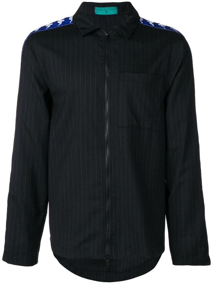 Paura Logo Striped Shirt Jacket - Black