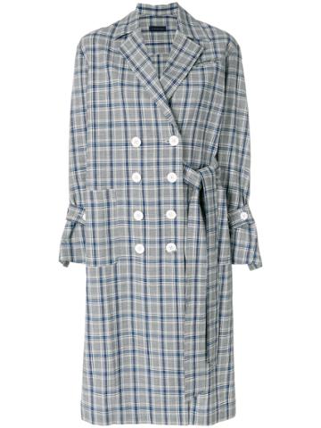 Eudon Choi Double-breasted Check Coat - Grey