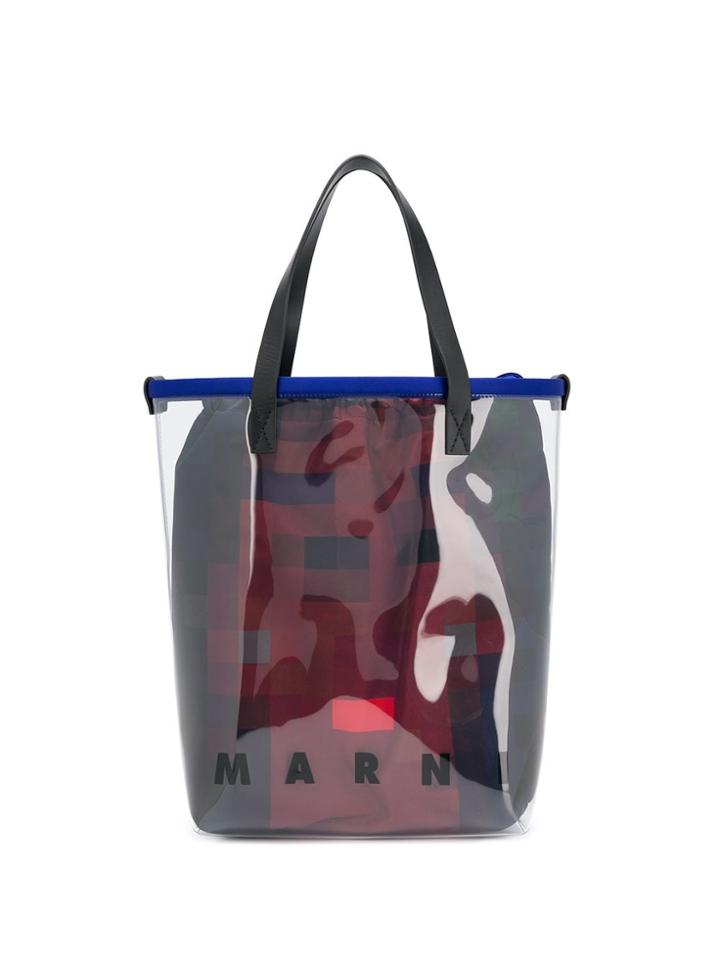 Marni Glossy Pixel Print Tote - Neutrals