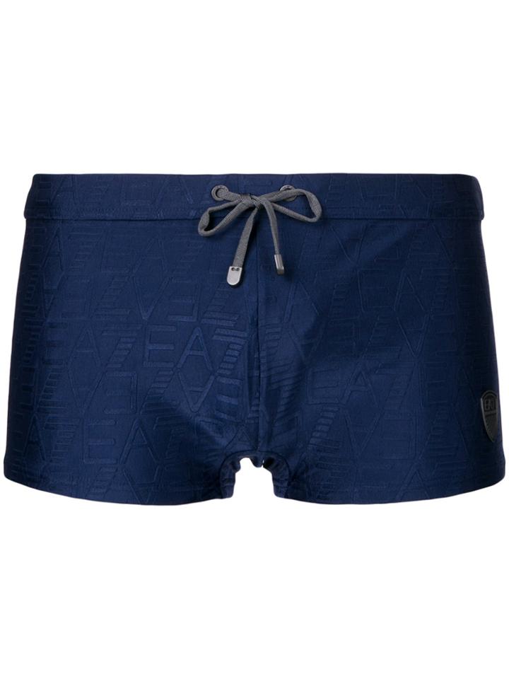 Ea7 Emporio Armani Embossed Monogram Swim Shorts - Blue