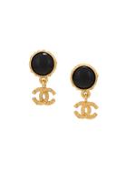 Chanel Vintage Zirconium Logo Clip-on Earrings - Metallic