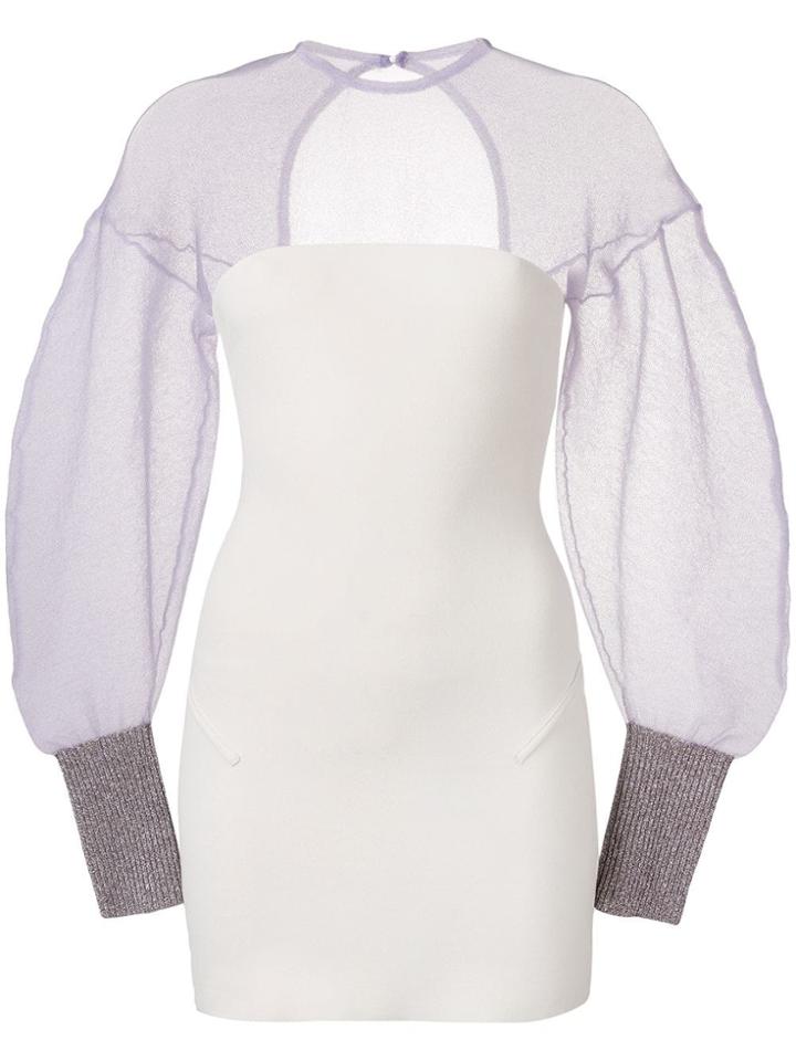 Esteban Cortazar Sheer Fitted Dress - White