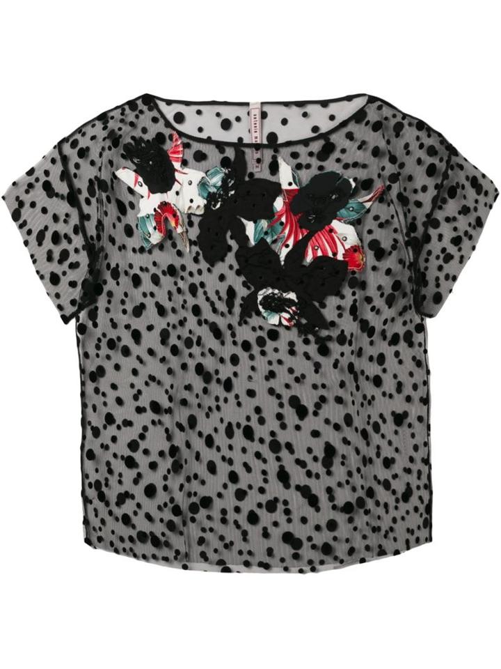 Antonio Marras Polka Dot Embellished Top, Women's, Size: L, Black, Polyamide/viscose