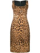 Dolce & Gabbana Vintage Leopard Print Fitted Dress - Brown