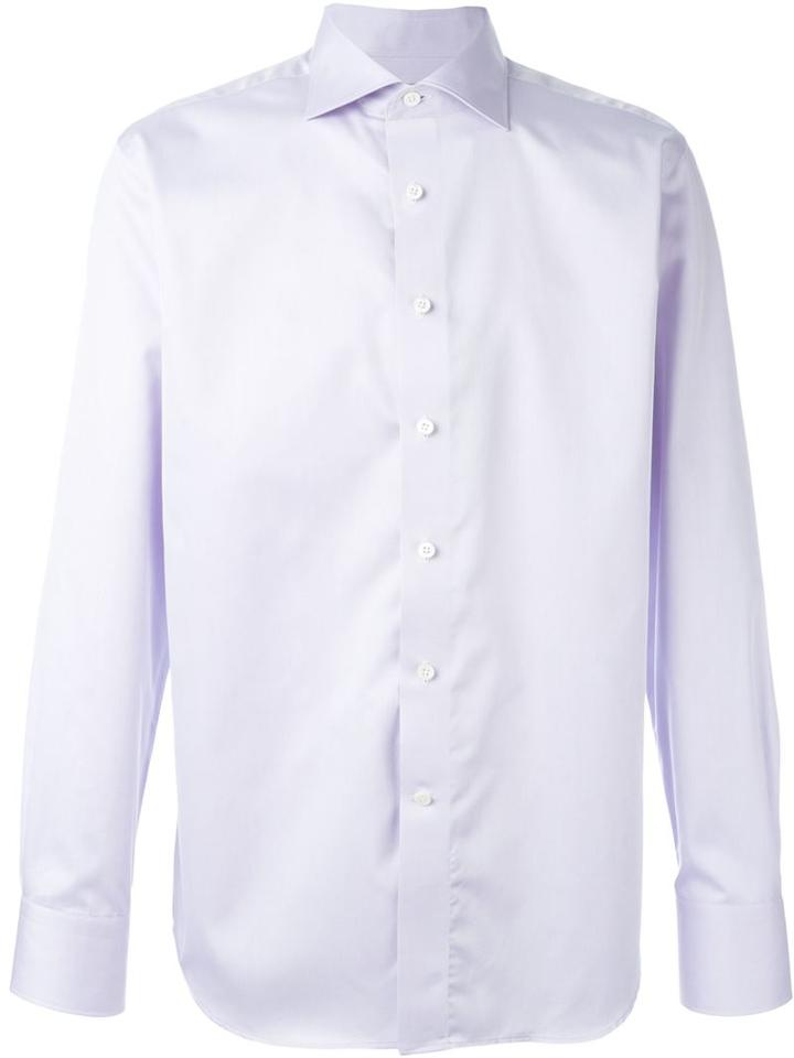Canali Cutaway Collar Shirt, Men's, Size: 40, Pink/purple, Cotton