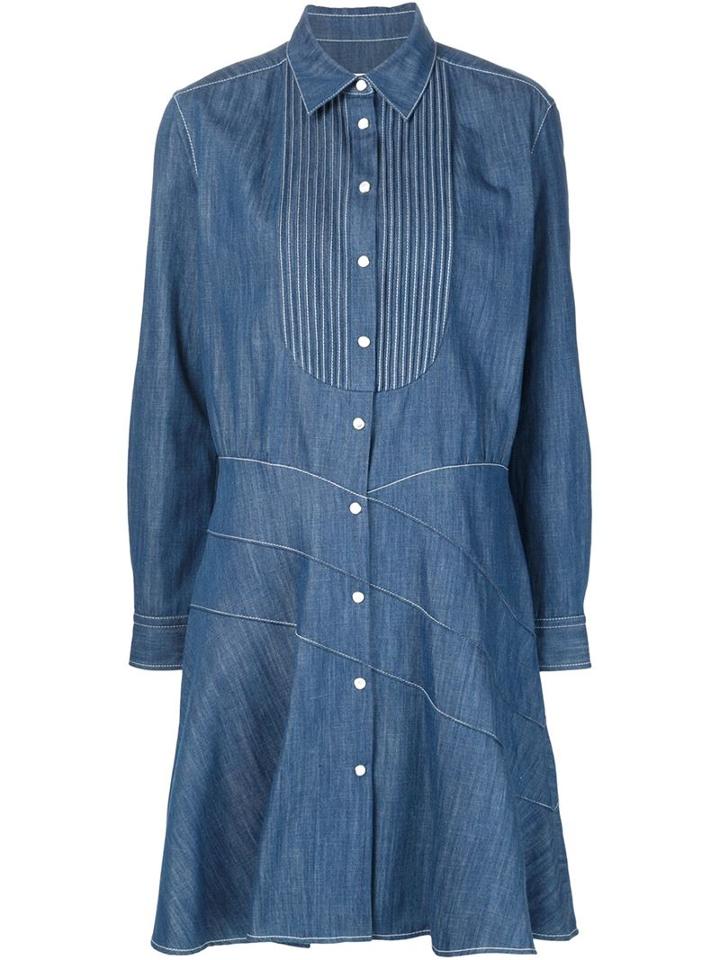 Sonia Rykiel Stitched Shirt Dress, Women's, Size: 40, Blue, Cotton