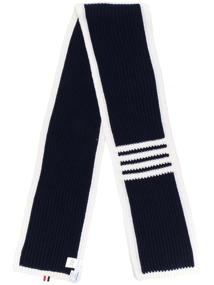 Thom Browne Contrast Stripe Scarf - Blue