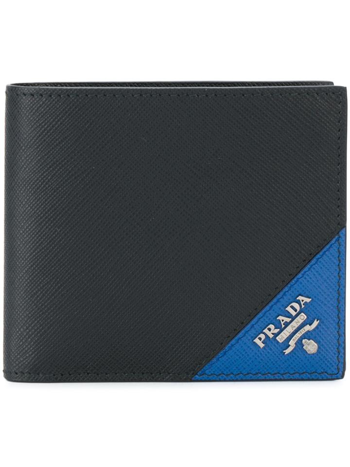 Prada Saffiano Contrast Corner Bi-fold Wallet - Black