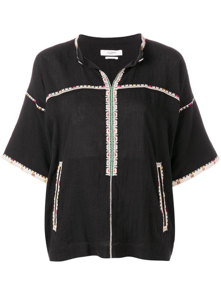 Isabel Marant Étoile Rikki Embroidered Trim Top - Black