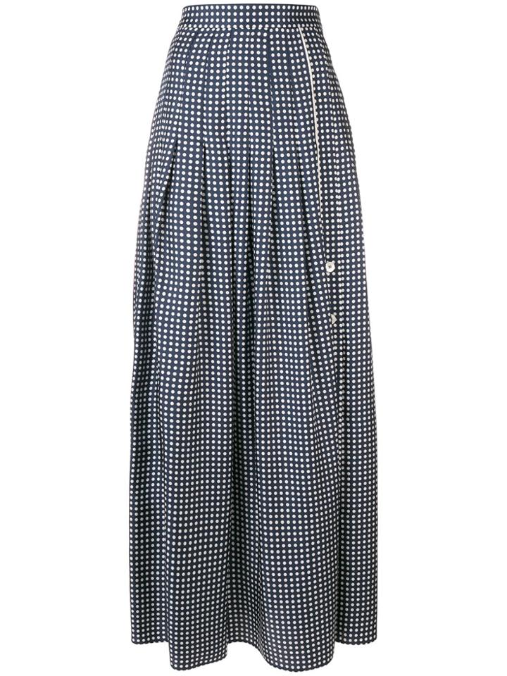Mantu Polka Dot Pleated Skirt - Blue