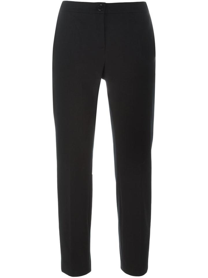 Erika Cavallini Cropped Slim Fit Trousers, Women's, Size: 42, Black, Cotton/spandex/elastane