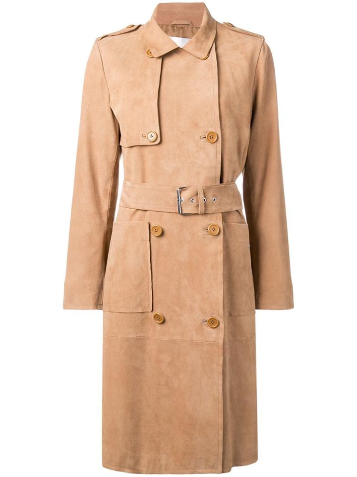 Stand Double Breasted Trench Coat - Brown