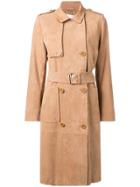 Stand Double Breasted Trench Coat - Brown