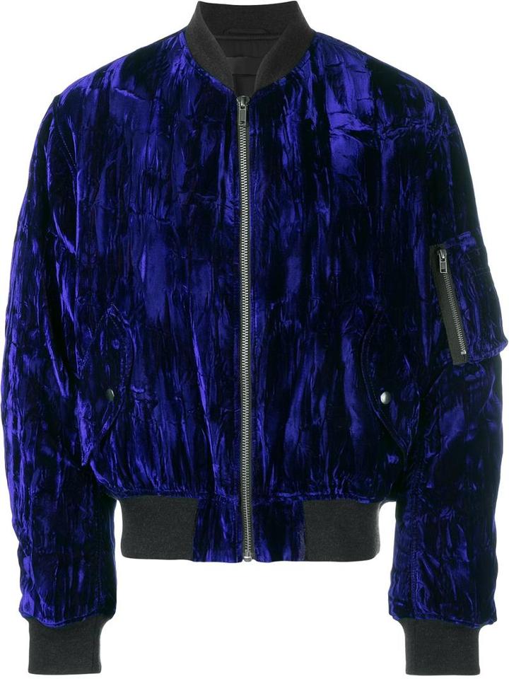 Haider Ackermann Classic Bomber Jacket, Men's, Size: Large, Blue, Cotton/rayon/acetate/cupro