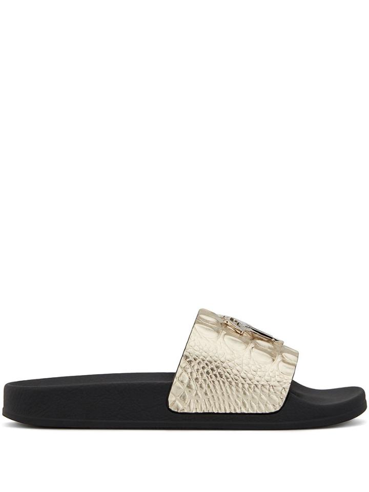 Giuseppe Zanotti Brett Logo Sliders - Silver
