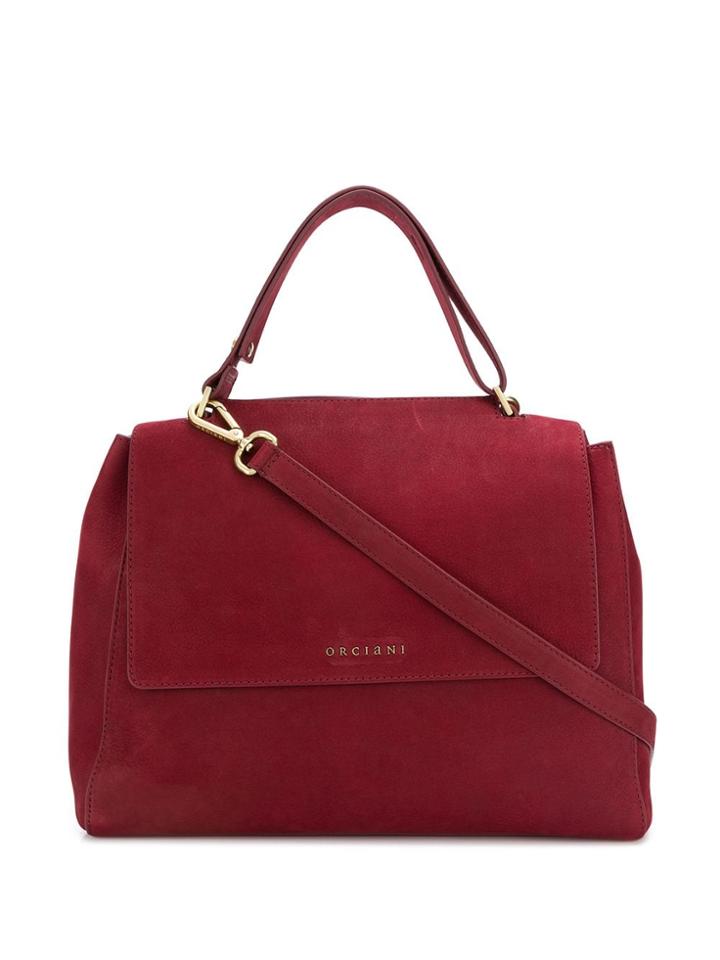 Orciani Lettering Logo Plaque Tote - Red