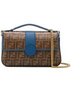 Fendi Ff Panelled Shoulder Bag - Blue