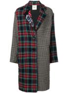 Semicouture Checked Single Breasted Coat - Black