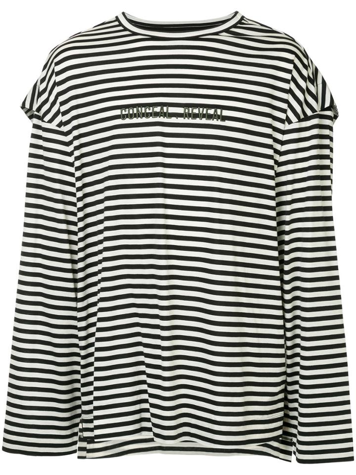 Juun.j Striped Oversized Longsleeved Top - White