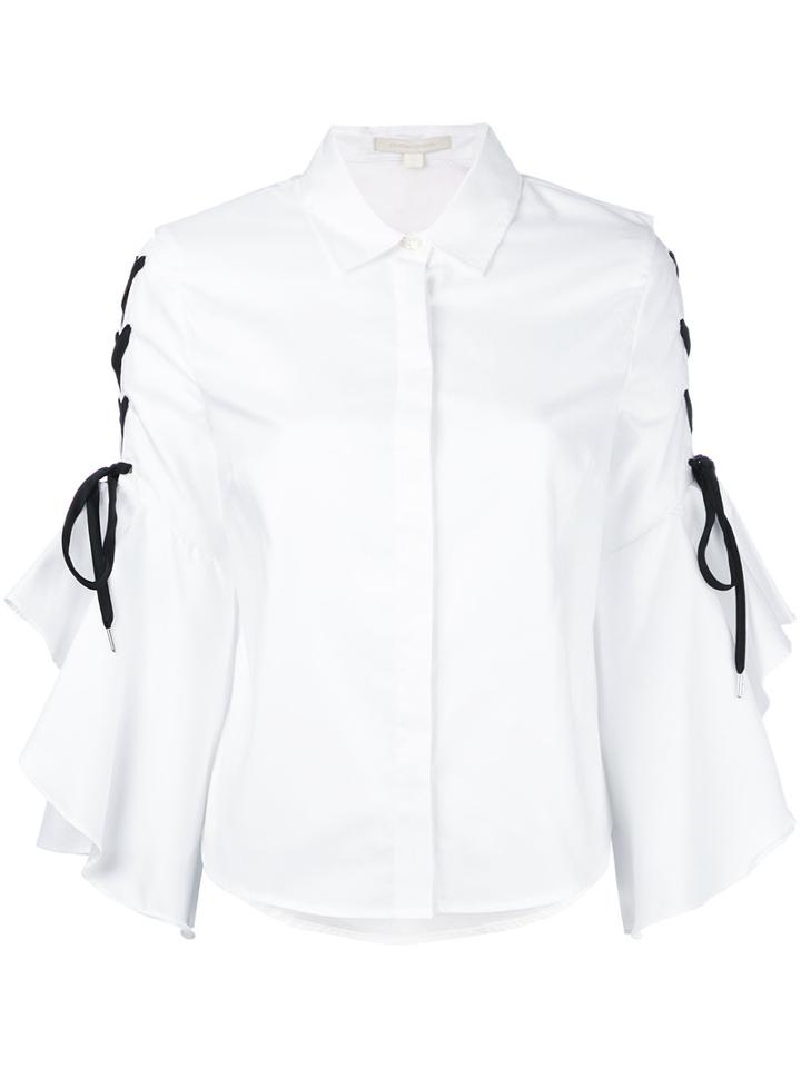 Jonathan Simkhai Ruffle Sleeve Blouse, Women's, Size: Medium, White, Cotton