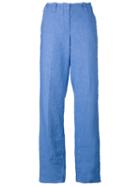 Dondup - Wide Leg Raw Trousers - Women - Cotton/linen/flax/spandex/elastane - 42, Blue, Cotton/linen/flax/spandex/elastane