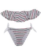 Mc2 Saint Barth Kids Glitter Stripe Bikini Set - Silver