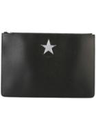 Givenchy Star Embossed Clutch, Women's, Black, Calf Leather