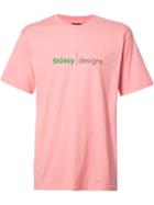 Stussy Logo Print T-shirt, Men's, Size: Small, Pink/purple, Cotton