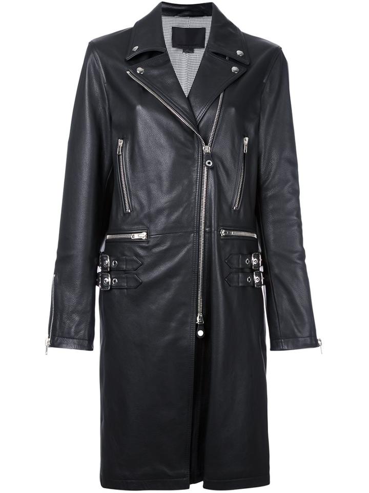 Alexander Wang Elongated Biker Jacket, Women's, Size: 2, Black, Calf Leather/viscose