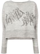 Golden Goose Deluxe Brand Cropped Graphic Print Sweatshirt - Grey