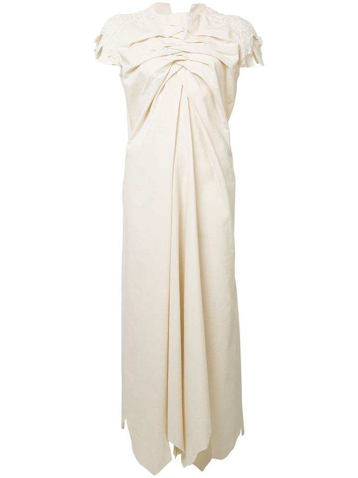 Aganovich Gathered Front Dress, Size: 36, White, Cotton