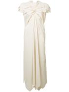 Aganovich Gathered Front Dress, Size: 36, White, Cotton