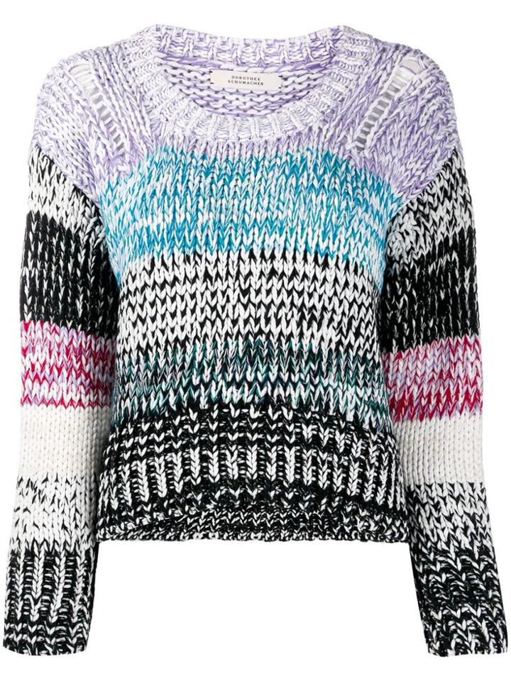 Dorothee Schumacher Chunky Knit Stripe Panel Jumper - White