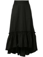 Trina Turk - Asymmetric Pleated Skirt - Women - Cotton/spandex/elastane - 4, Black, Cotton/spandex/elastane