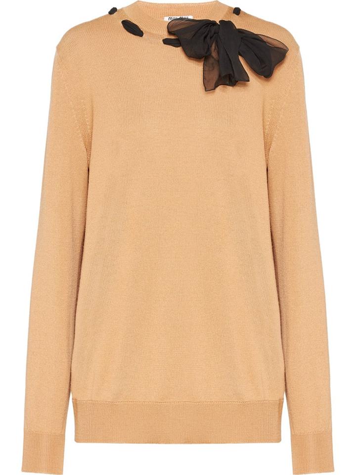 Miu Miu Bow Detail Jumper - Brown