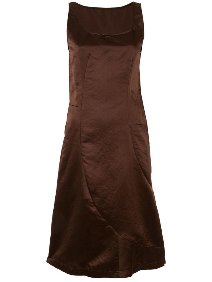 Comme Des Garçons Vintage Crinkle-effect Midi Dress - Brown
