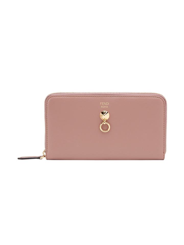 Fendi Zip Around Leather Wallet - Pink & Purple