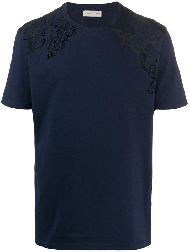 Etro Floral Embroidered T-shirt - Blue