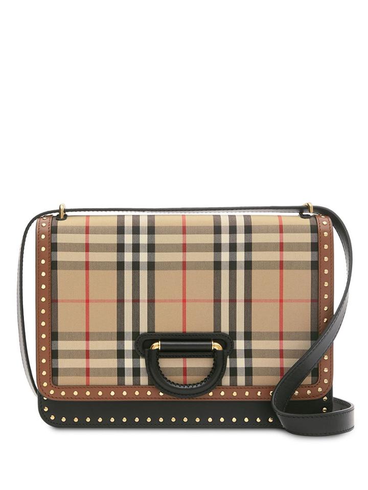 Burberry The Medium Leather And Vintage Check D-ring Bag - Neutrals