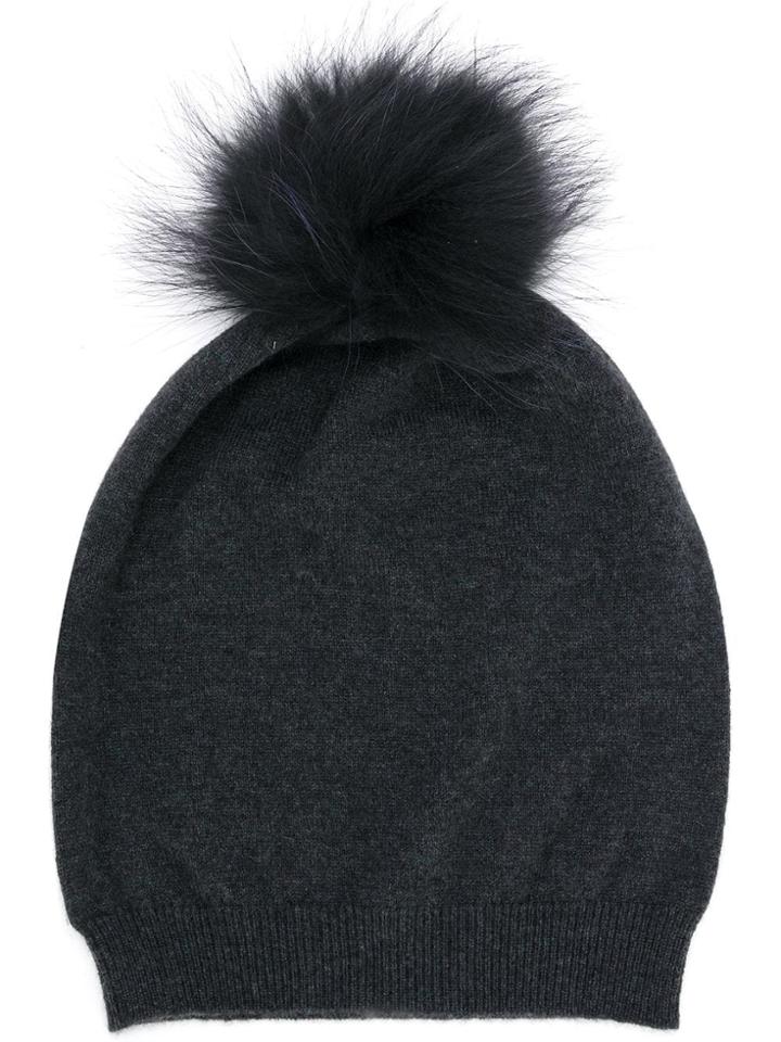 Fabiana Filippi Fur Pom Pom Hat - Blue